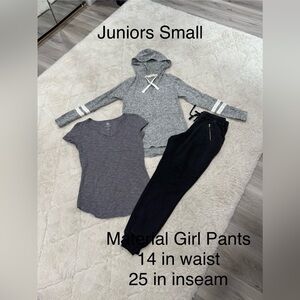 Material Girl Pants with Gray Tops